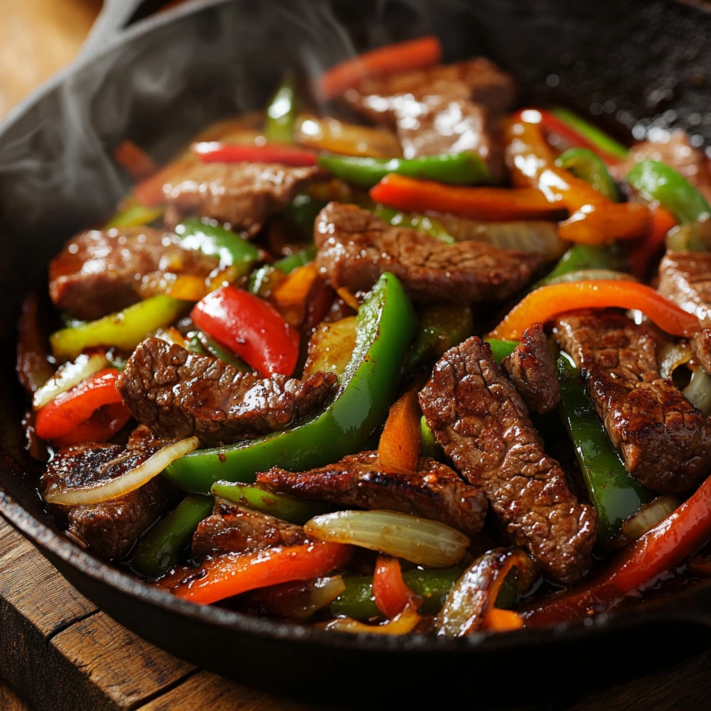 Uncooked flank steak garnished with herbs and salt, ideal as one of the best cuts for pepper steak.