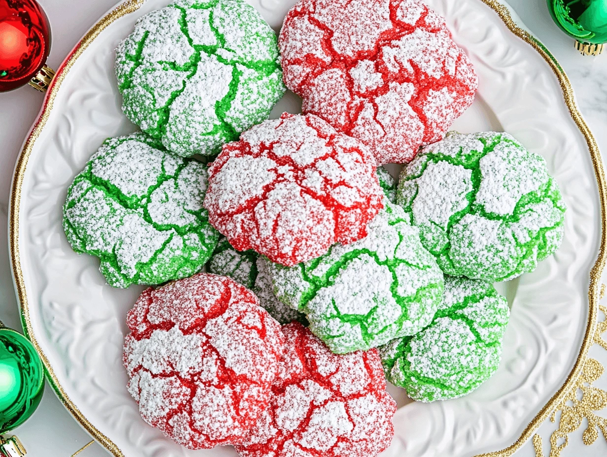 Why did my Cool Whip cookies turn out flat? Christmas-themed crinkle cookies in red and green colors, covered in powdered sugar, with a festive backdrop.