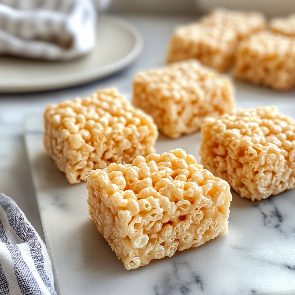 Close-up of dry Rice Krispie treats with visible cracks and gaps.