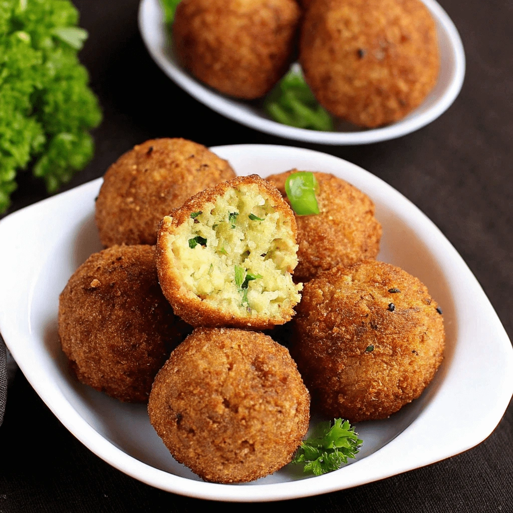 A delicious serving of homemade falafel with a perfectly crunchy crust and a soft, spiced chickpea filling, presented on a white plate with parsley garnish.