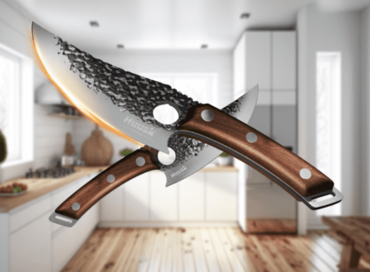 Premium chef knife with wooden handle