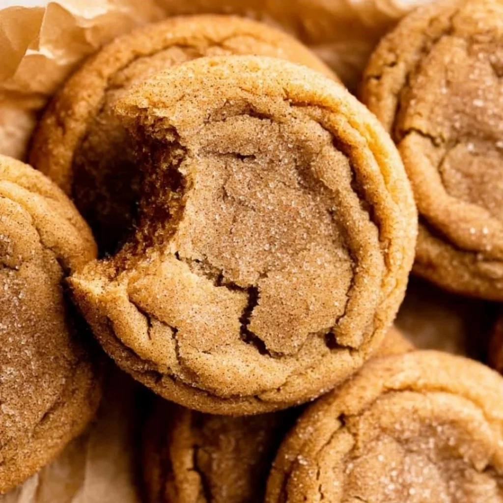 Chewy pumpkin snickerdoodle cookies with cinnamon sugar topping