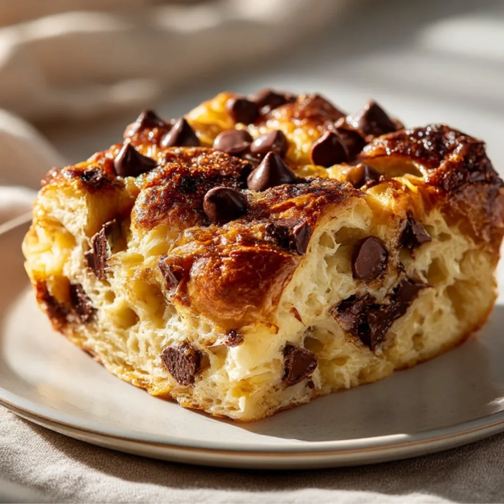 Delicious Chocolate Croissant Breakfast Bake fresh out of the oven