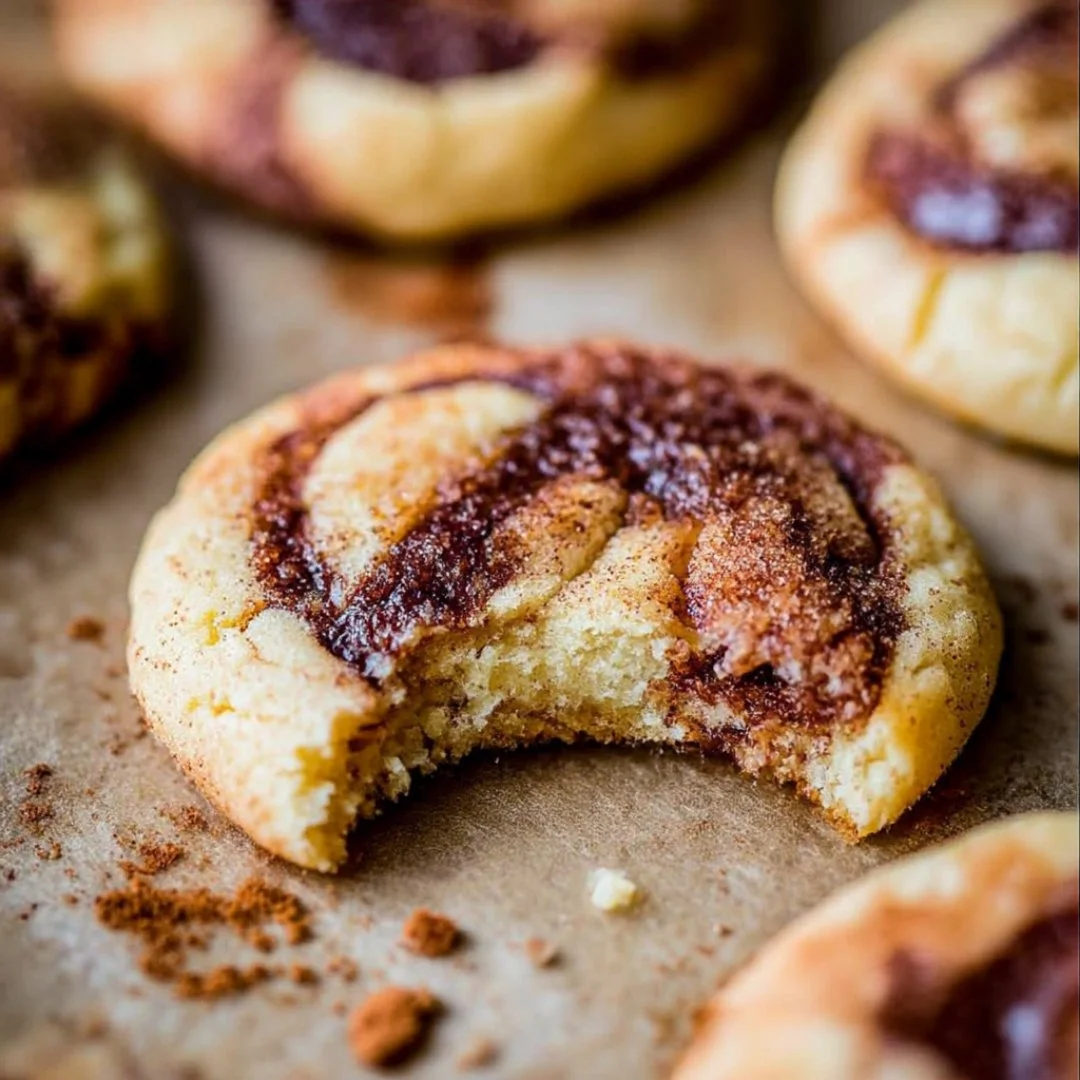 Freshly baked cinnamon rolls cookies on a wooden table