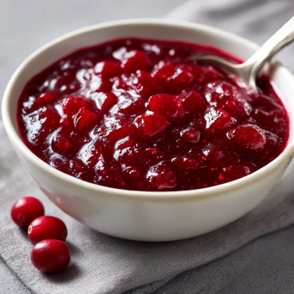Homemade classic cranberry sauce served in a bowl