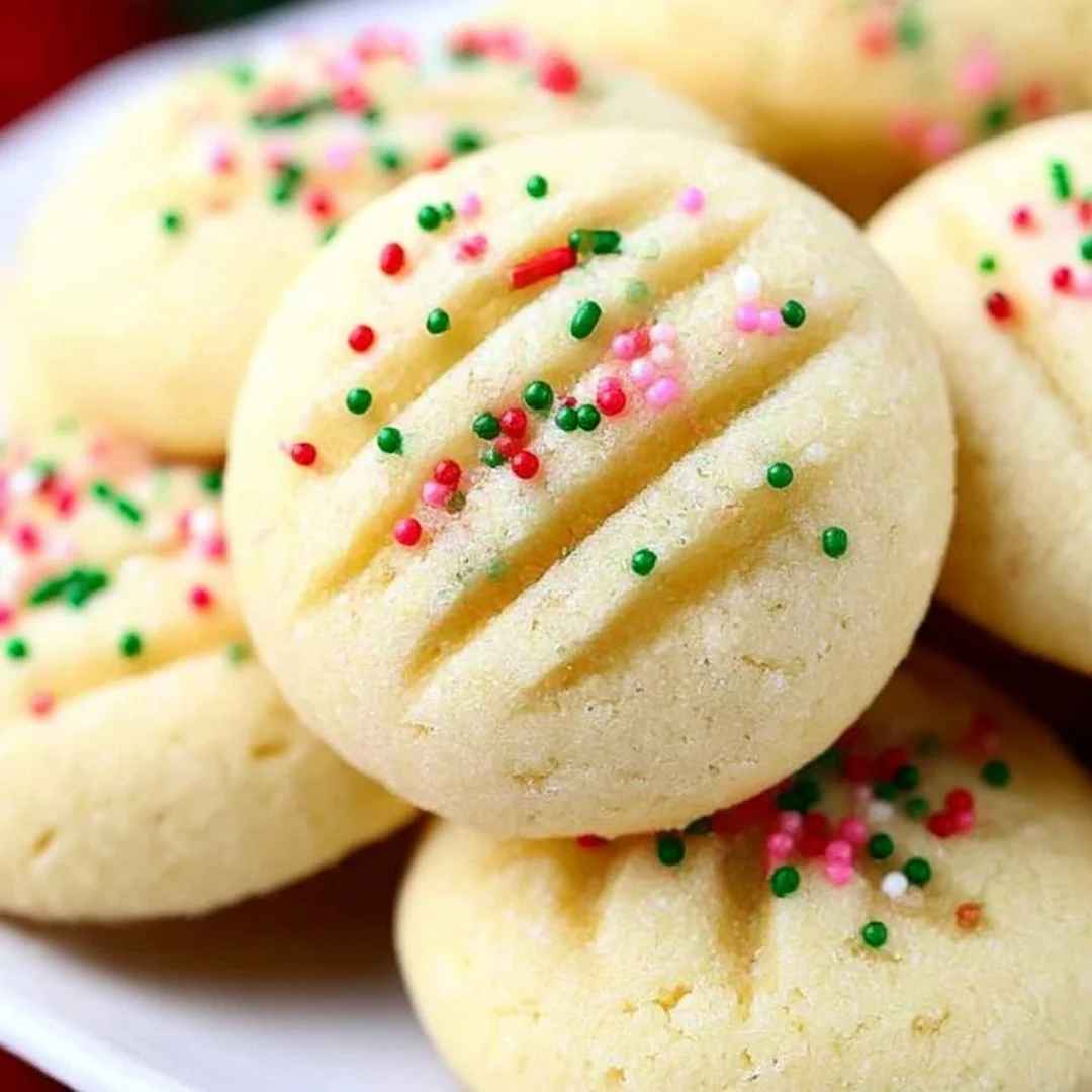 Cozy shortbread cookies arranged on a wooden plate