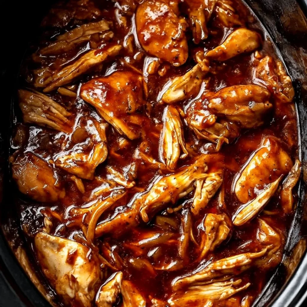 Crockpot Honey Garlic Chicken served on a plate with vegetables