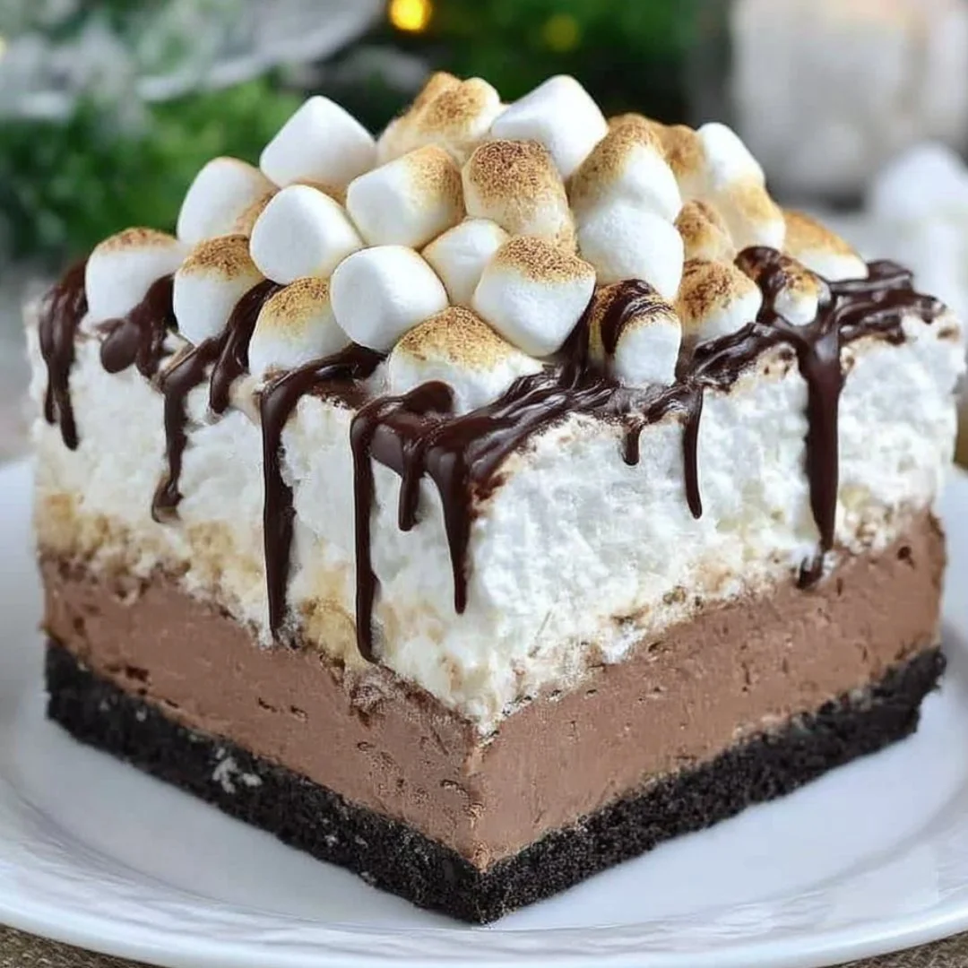 Delicious hot chocolate lasagna dessert with layers of chocolate and creamy filling