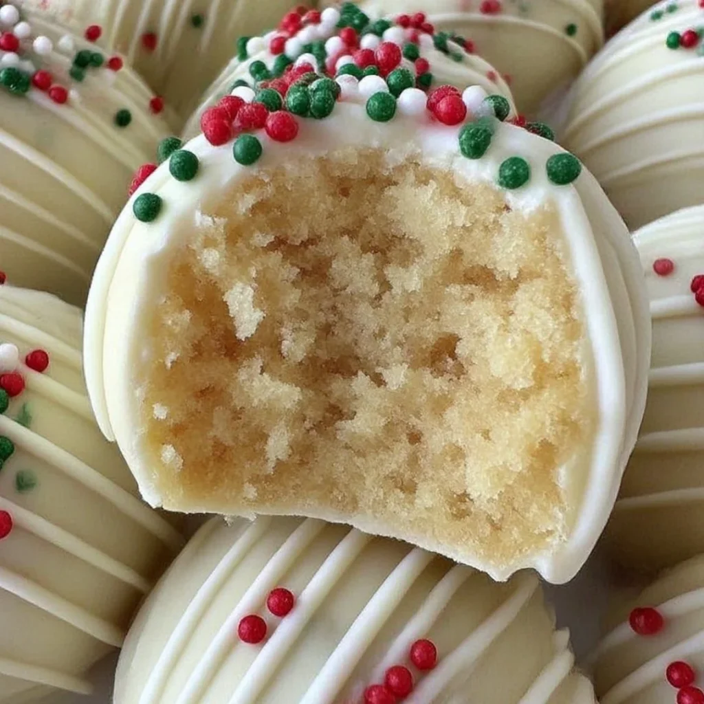 Delicious sugar cookie truffles displayed on a festive plate