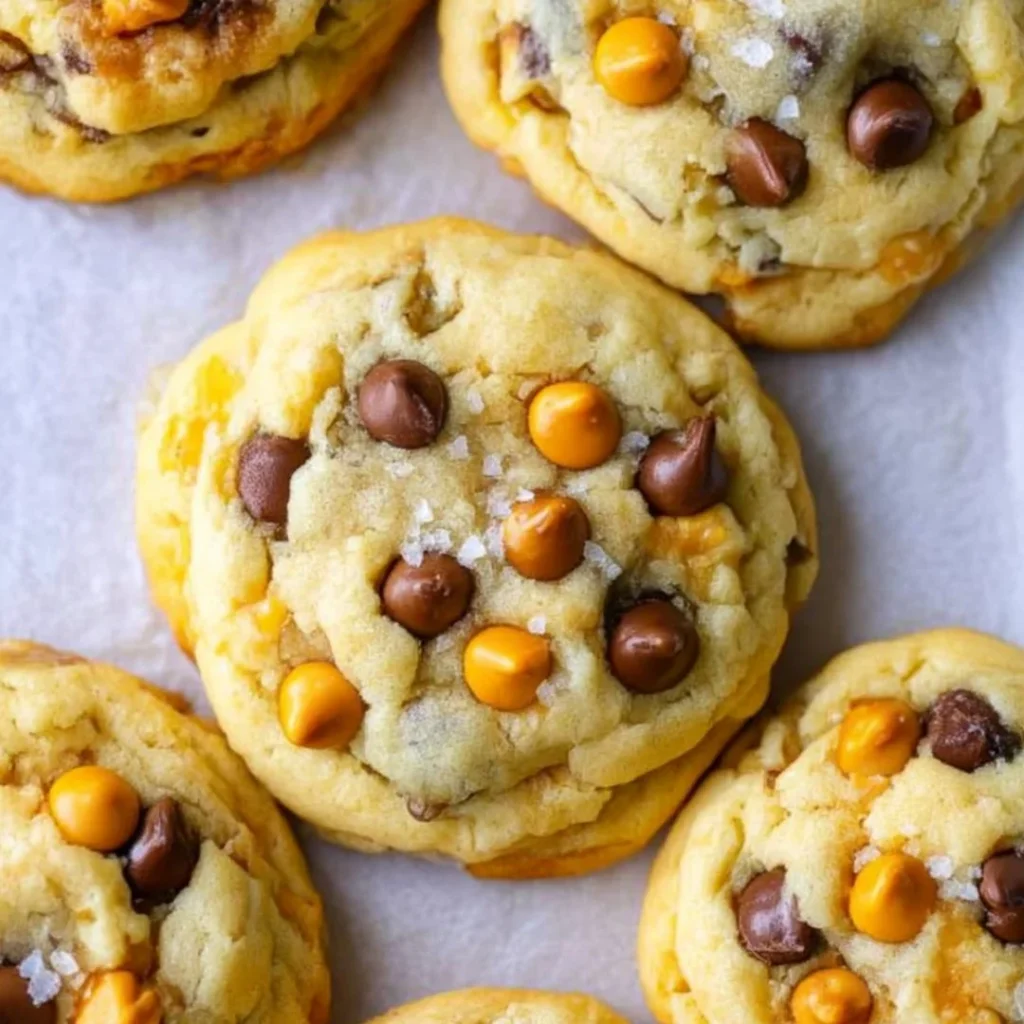 Delicious sea salt butterscotch cookies fresh out of the oven