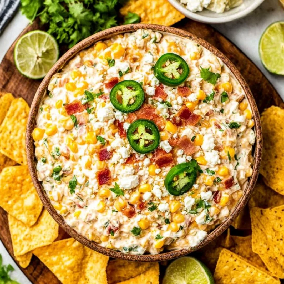 Creamy and flavorful Crack Corn Dip served with tortilla chips