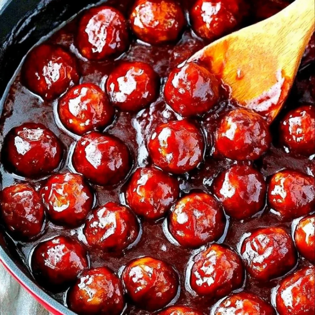 Delicious Cranberry BBQ Meatballs served in a bowl