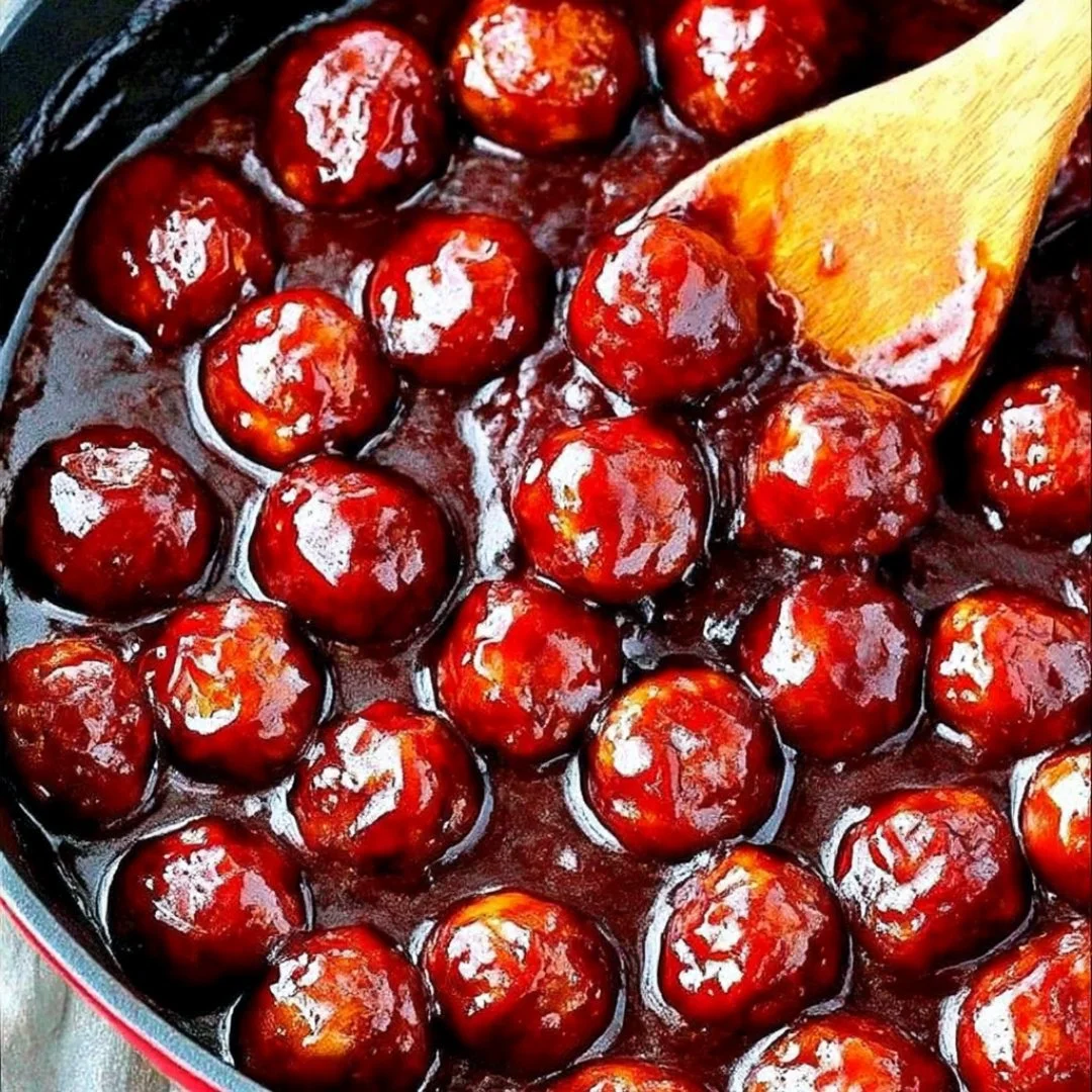 Delicious Cranberry BBQ Meatballs served in a bowl