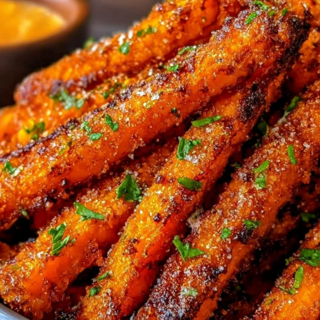Delicious crispy oven baked sweet potato fries served in a bowl