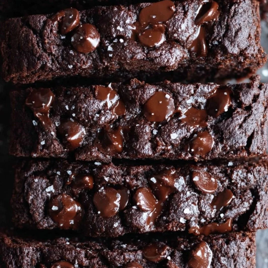 Delicious double chocolate banana bread with melted chocolate and bananas