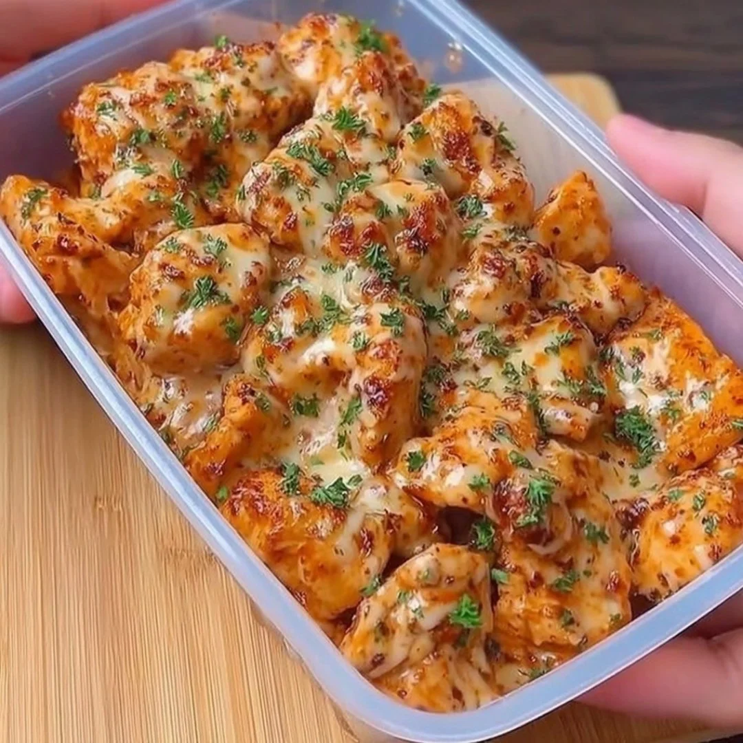Garlic Parmesan Chicken served with cheesy potatoes on a plate