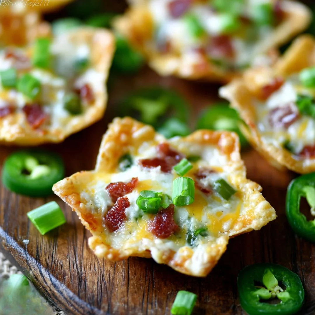 Delicious jalapeno popper bites served on a plate with dipping sauce.