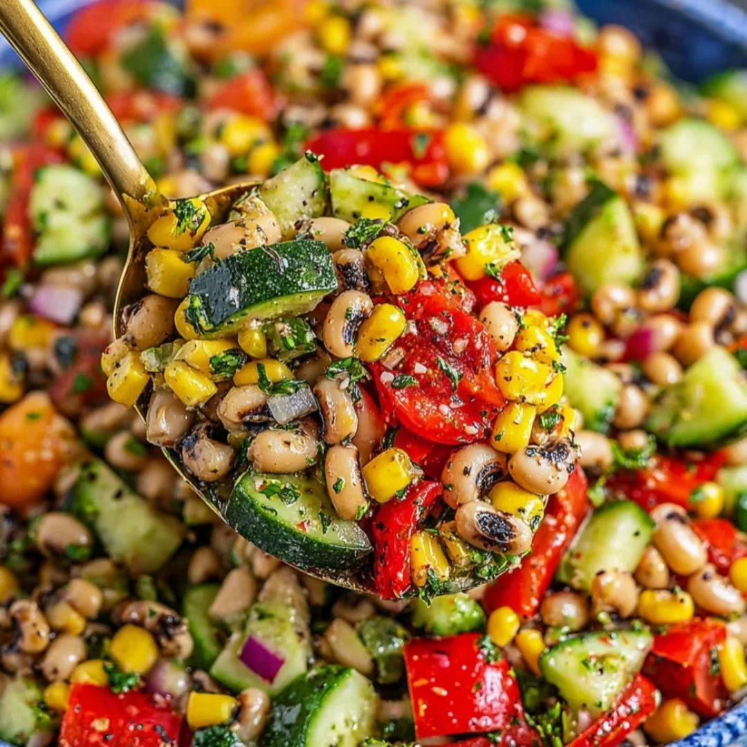 Delicious Black Eyed Pea Salad with Zesty Lemon Dressing on a plate