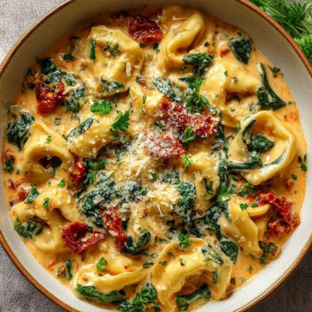 Delicious Marry Me Tortellini served in a bowl with fresh herbs.