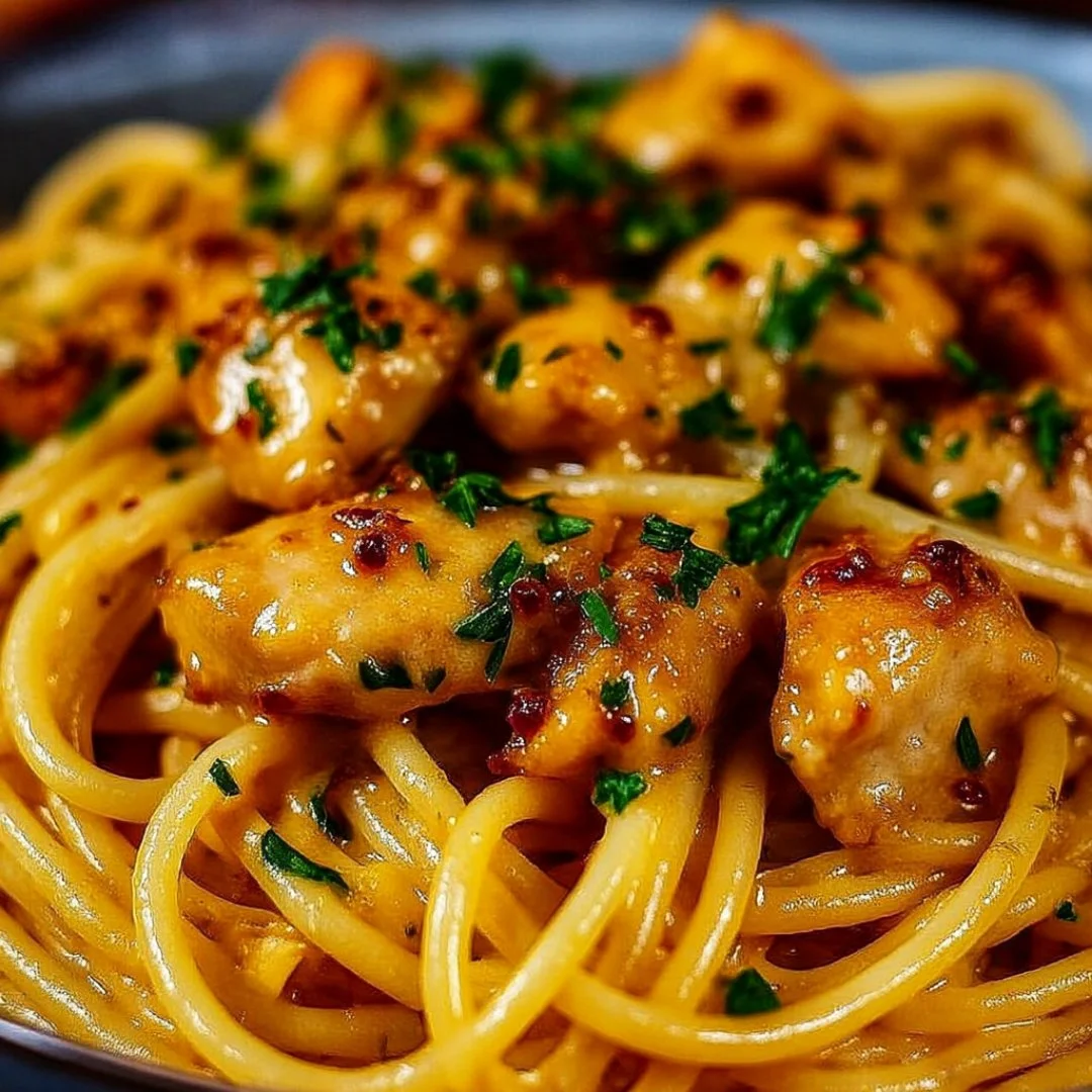 Delicious Monterey Chicken Spaghetti served in a bowl.