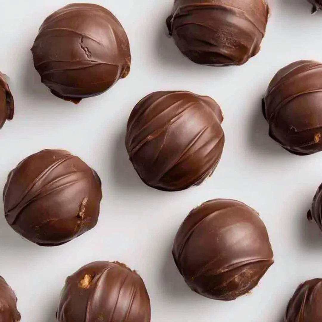 Peanut Butter Balls with Rice Krispies on a plate