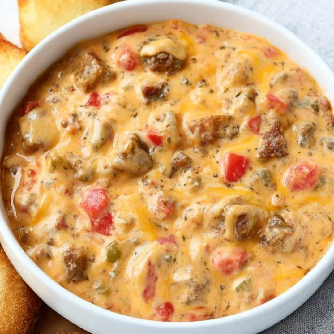 Delicious Rotel Dip served in a bowl, perfect for parties and gatherings.