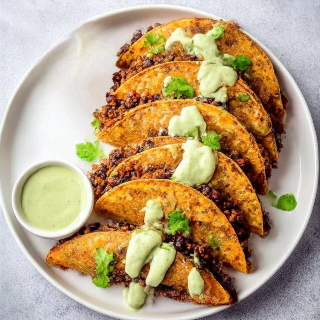 Crispy oven-baked ground turkey tacos served on a plate