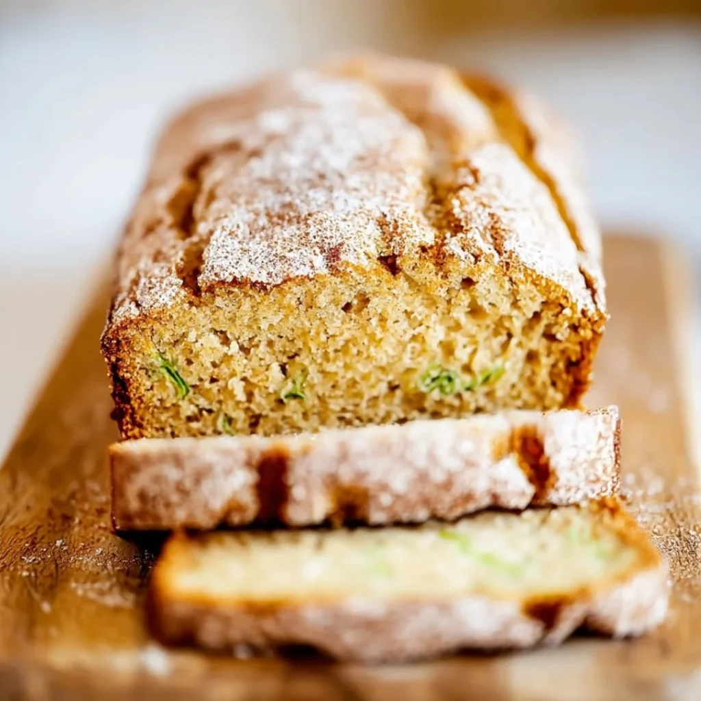 Moist and flavorful snickerdoodle zucchini bread with cinnamon sugar topping