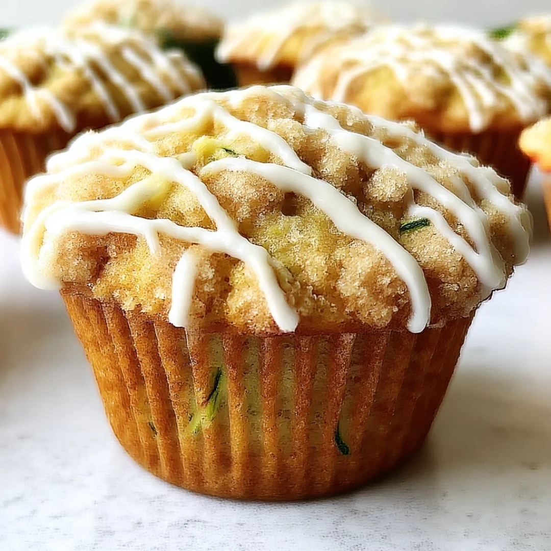 Zucchini Coffee Cake Muffins topped with crumbly sugar