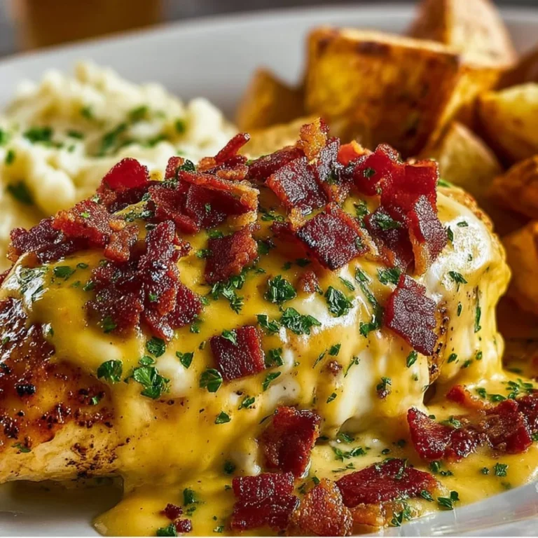 Plate of Alice Springs Chicken with grilled chicken, cheese, and mushrooms