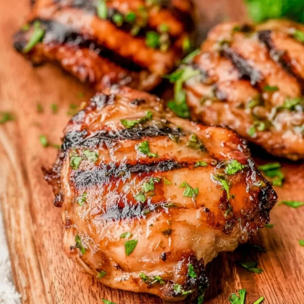 Delicious Balsamic Chicken served on a plate with herbs and vegetables.