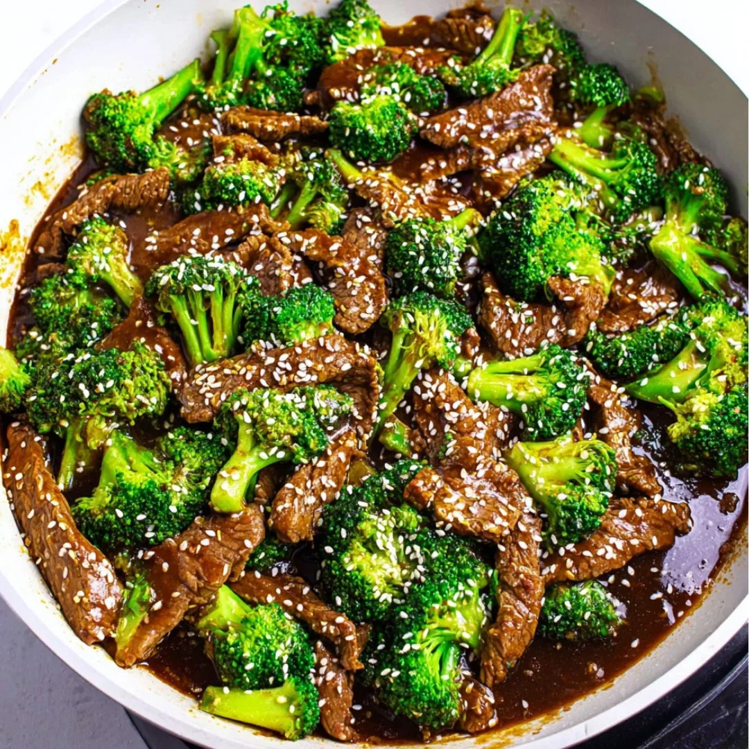 Delicious beef and broccoli stir-fry served on a plate