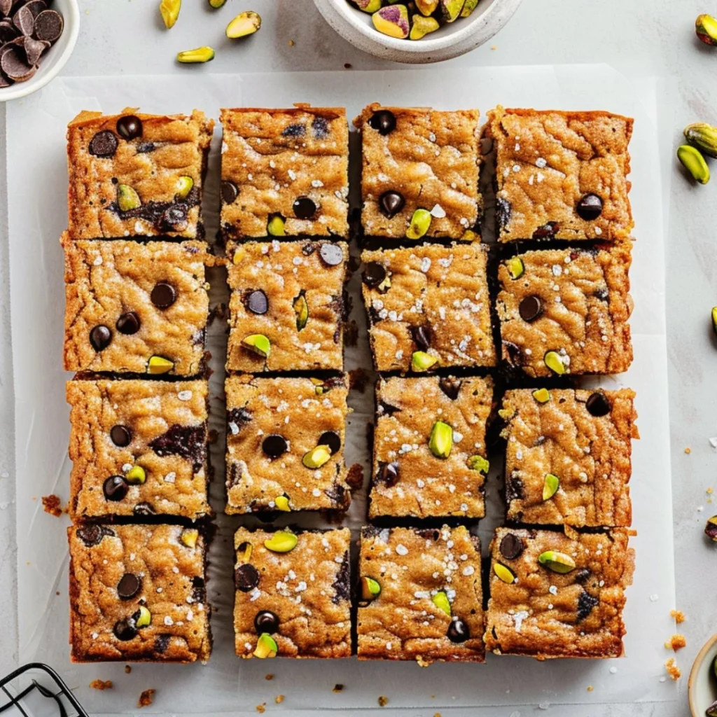 Delicious homemade blondie dessert served on a plate.