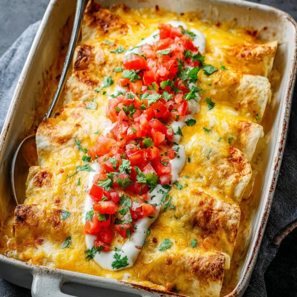 Delicious breakfast enchiladas topped with fresh ingredients and herbs
