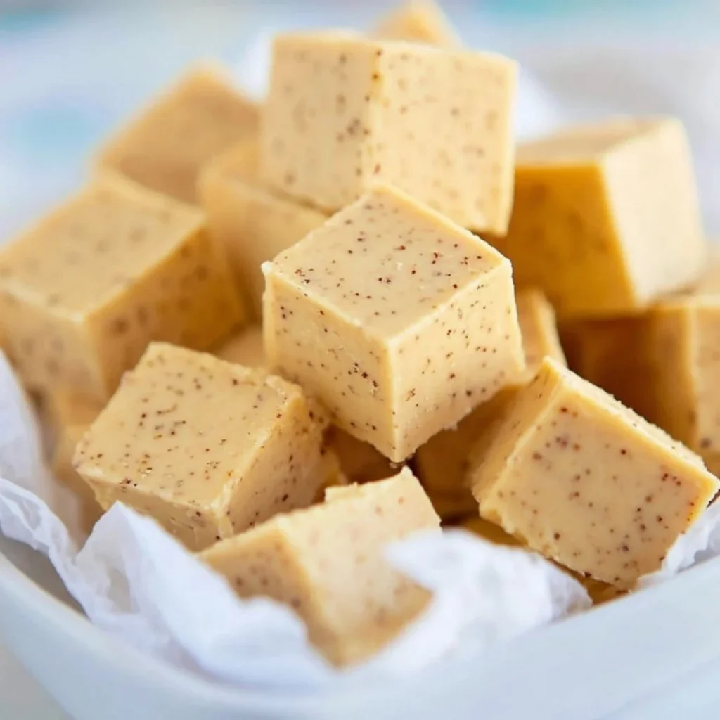Delicious homemade brown butter fudge on a plate