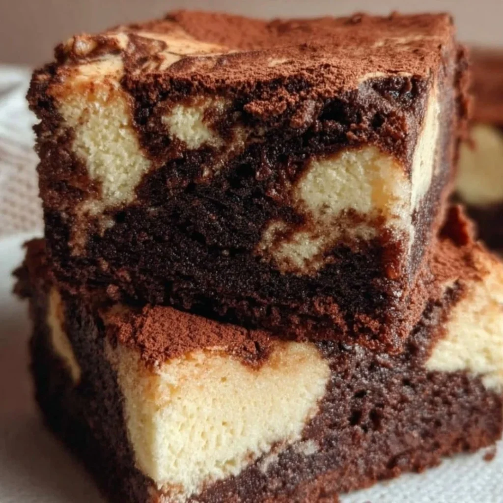 Delicious cheesecake brownies with a rich chocolate layer and creamy cheesecake swirl