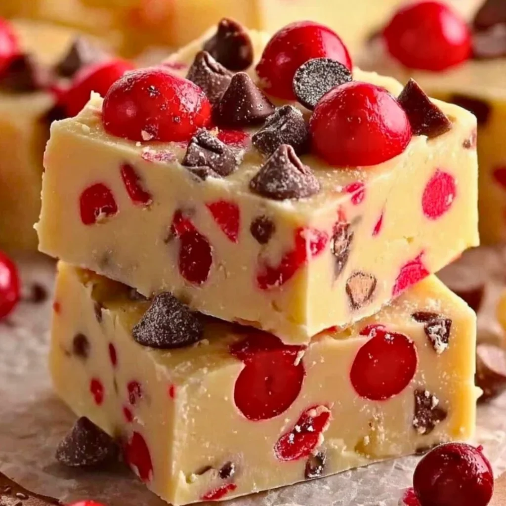 Delicious Cherry Garcia Fudge with cherries and chocolate