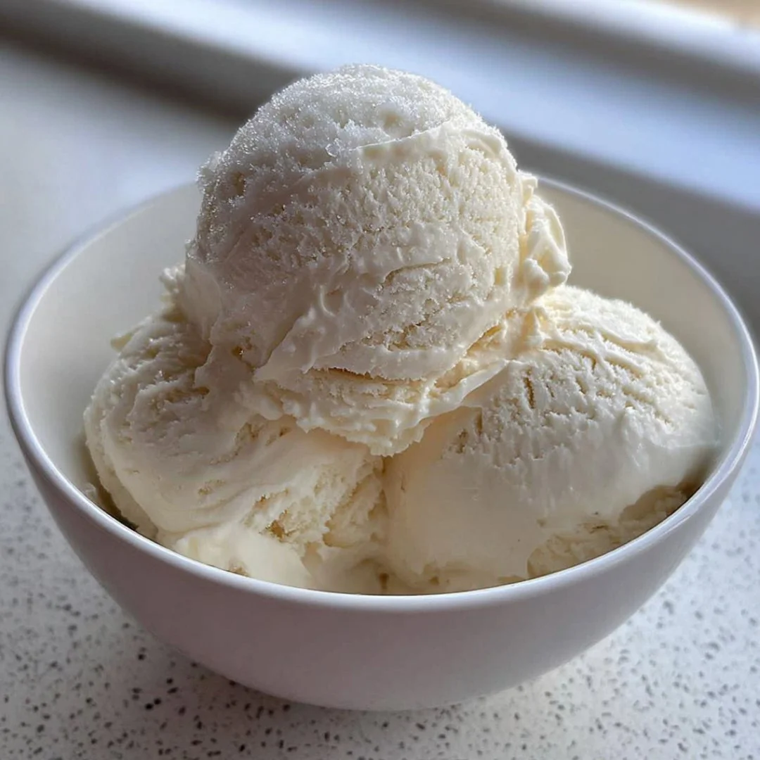 Delicious creamy homemade ice cream served in a bowl
