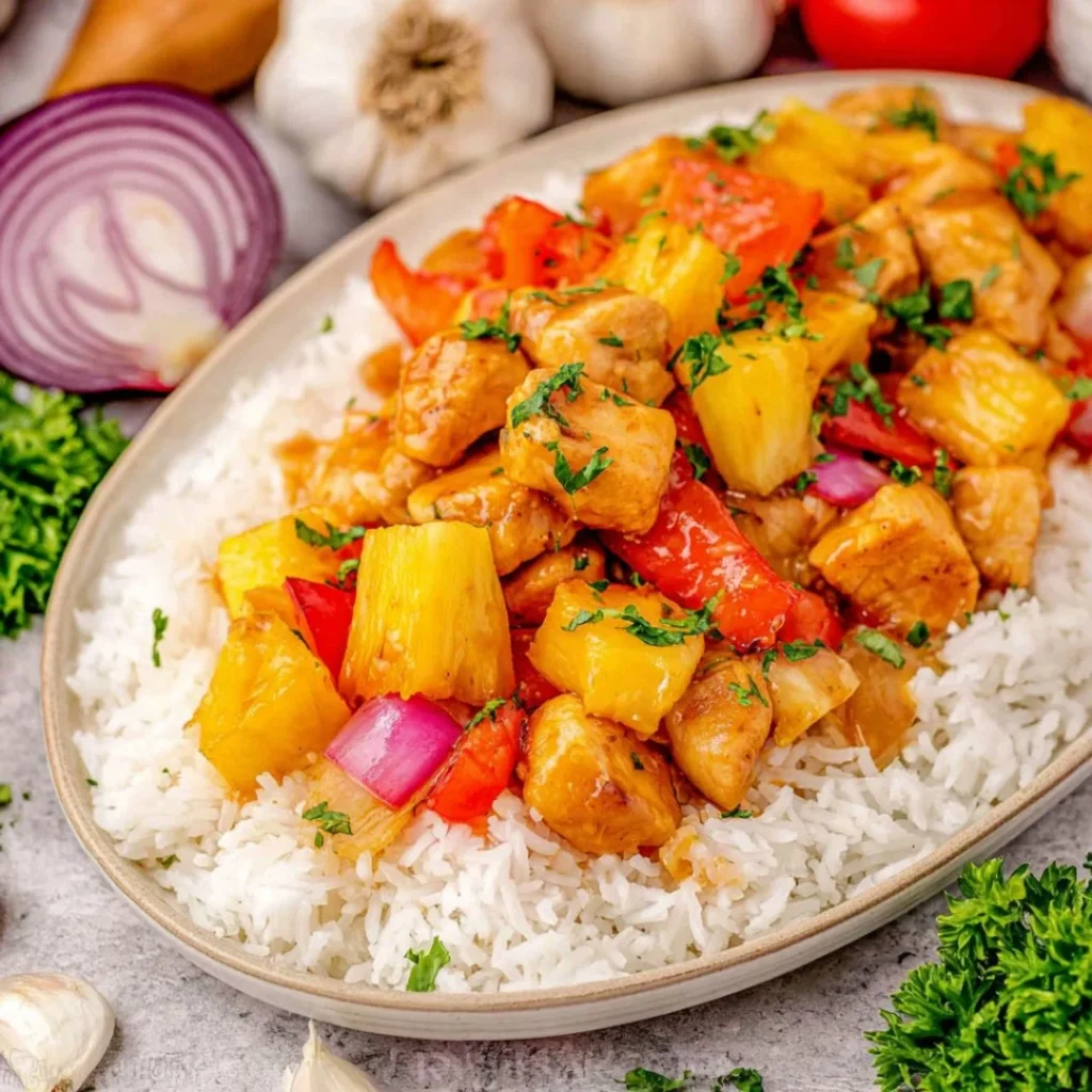 Delicious Hawaiian Chicken dish served with tropical ingredients