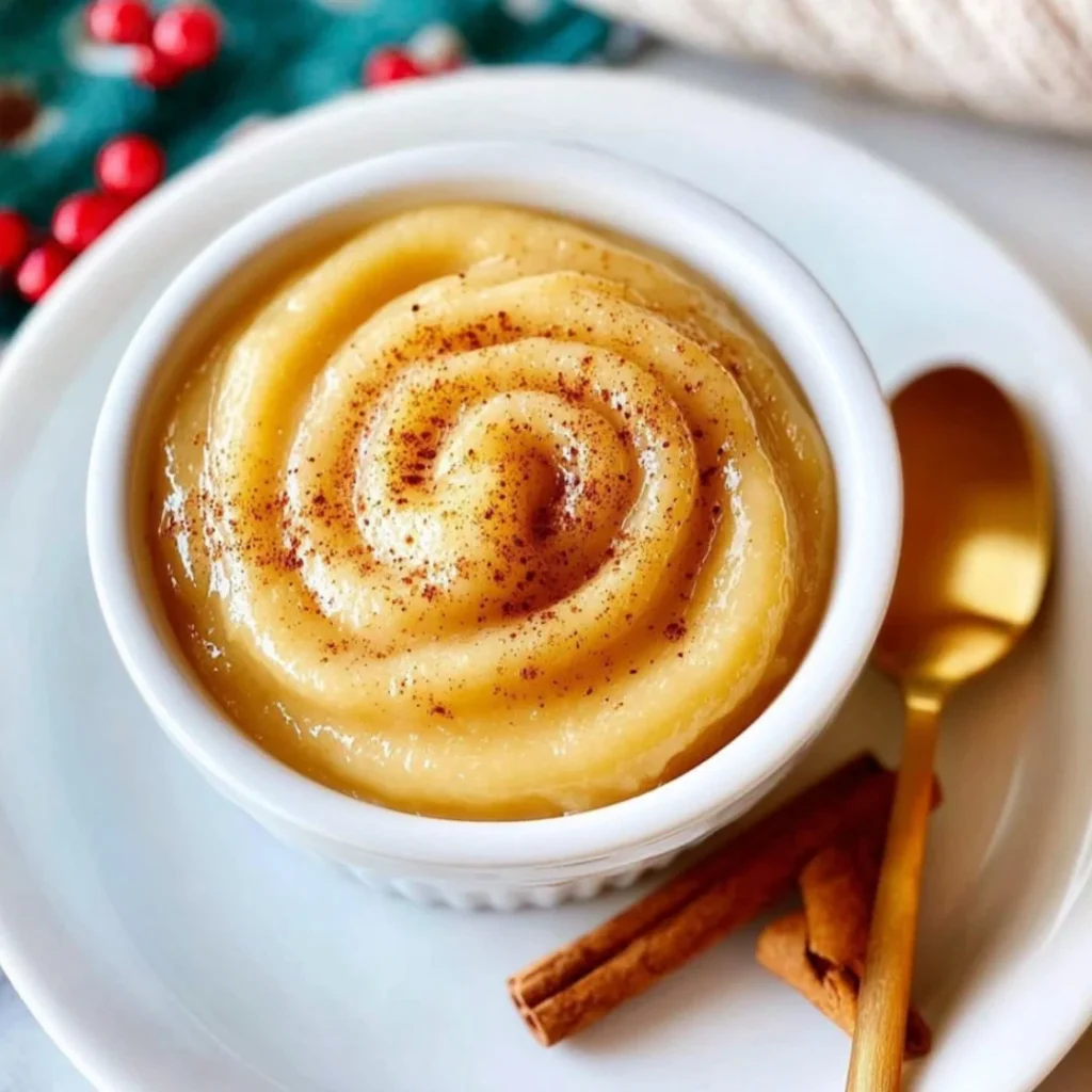 A jar of homemade eggnog jam with festive holiday decorations.