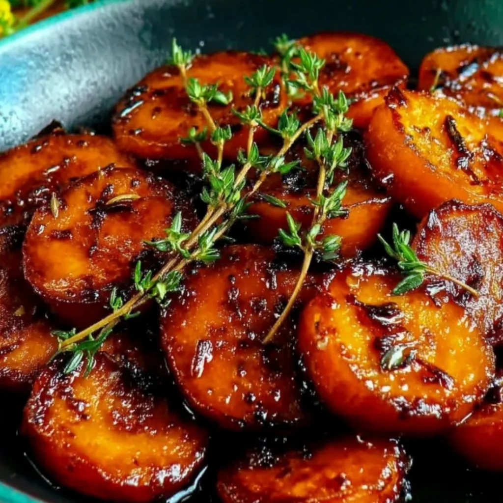Honey roasted carrots with thyme, a flavorful side dish