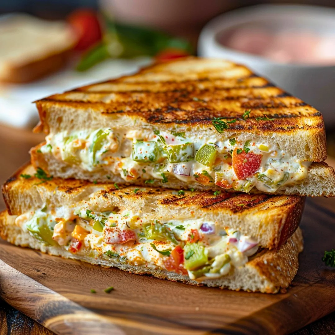 Hung curd sandwich with fresh vegetables and herbs on a plate