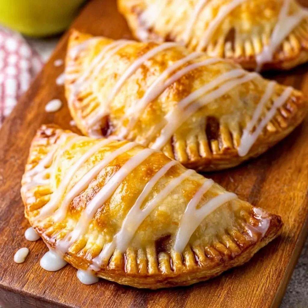 Delicious individual apple hand pies with a glaze topping.