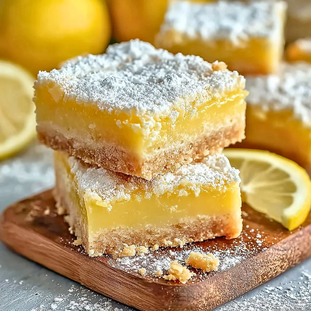 Delicious homemade lemon bars on a white plate with fresh lemons