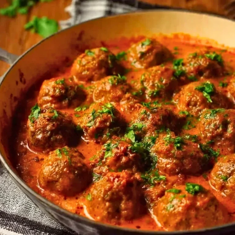 Delicious Marry Me Meatballs served with sauce and herbs