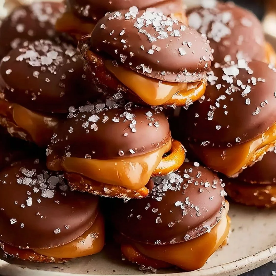 Delicious no-bake salted caramel pretzel bites, perfect for snacking.