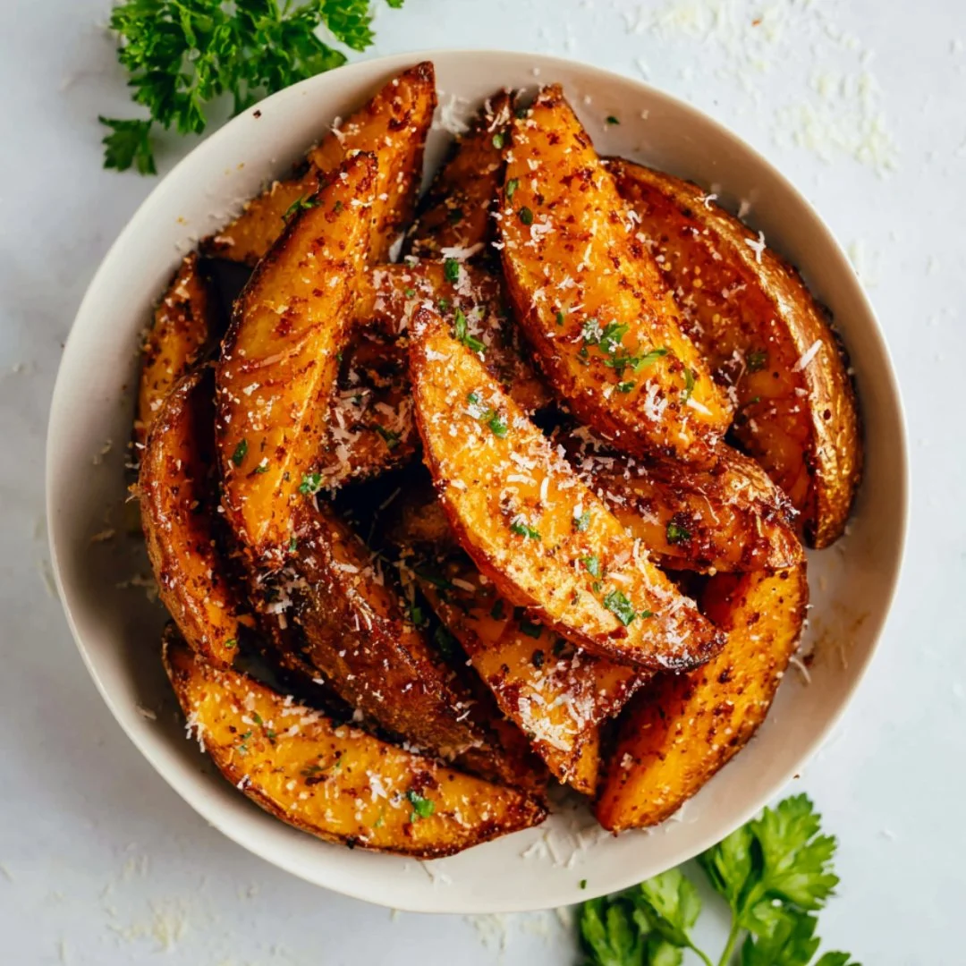Crispy potato wedges served with dipping sauce
