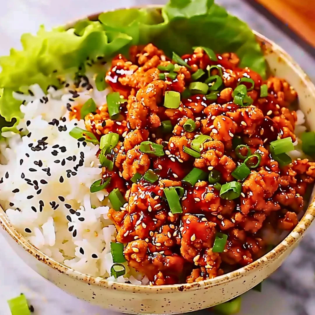 Healthy Protein Firecracker Ground Chicken Bowls filled with flavor and nutrients.