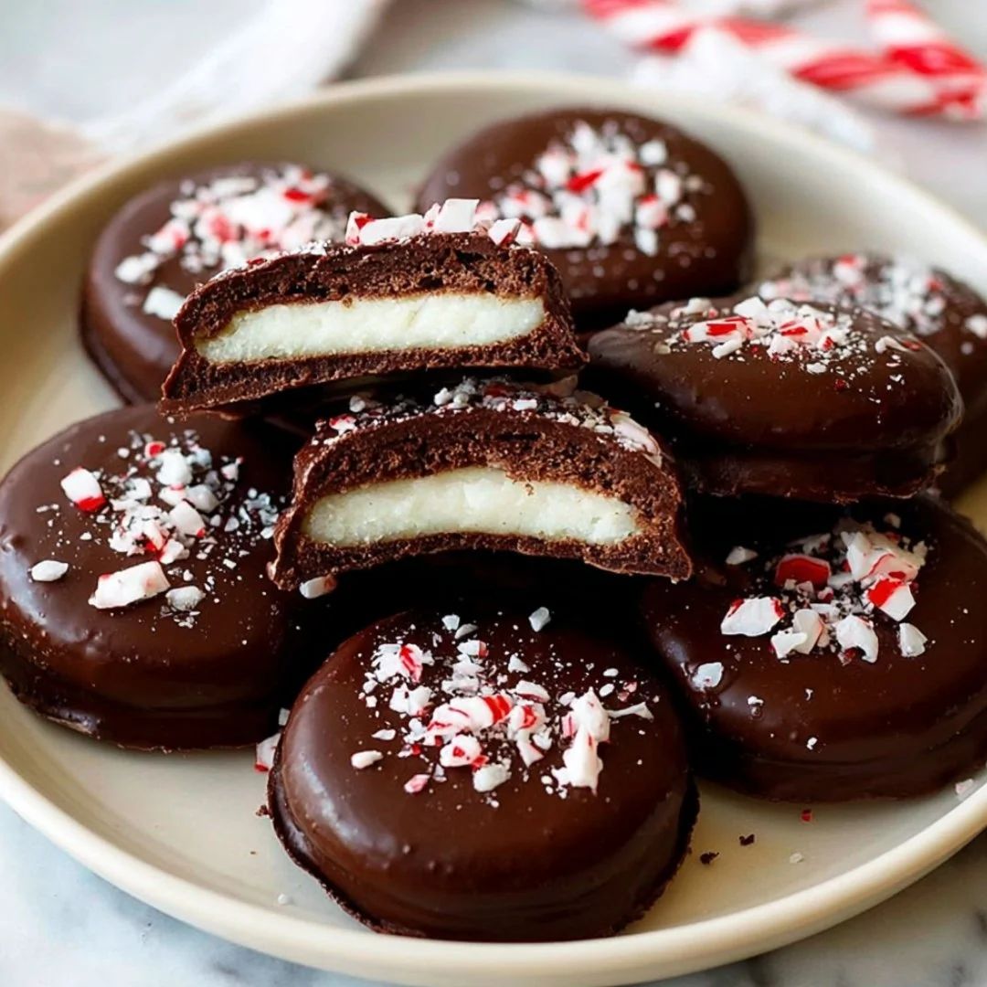 Homemade peppermint patties on a plate, ready to enjoy.