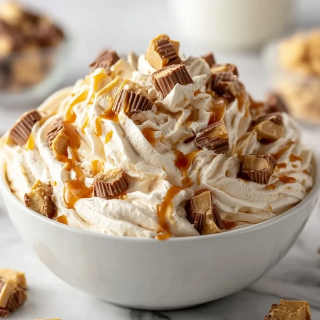 Delicious Reese's Peanut Butter Fluff spread in a bowl